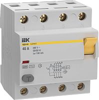Выключатель дифференциальный (УЗО) KARAT ВД3-63 4P 40А 100мА 6кА тип AC | код MDV20-4-040-100 | IEK